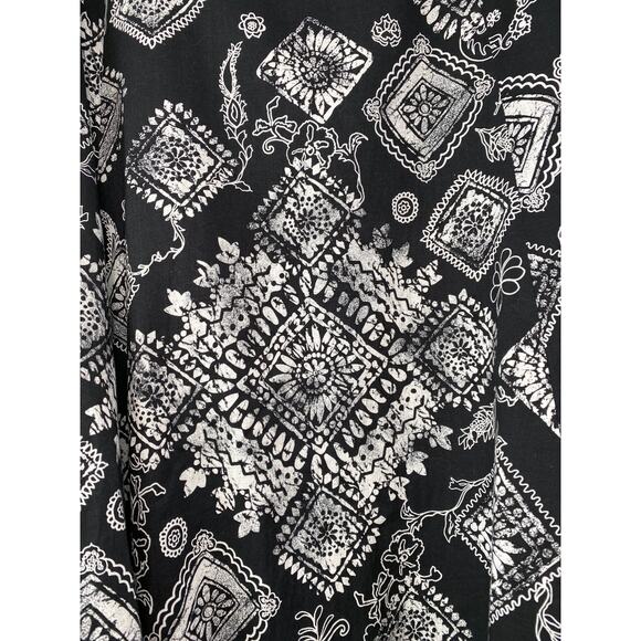 Coldwater Creek Black Abstract Flowy Cotton Maxi Skirt Sz L Cottagecore Prairie - Picture 2 of 8